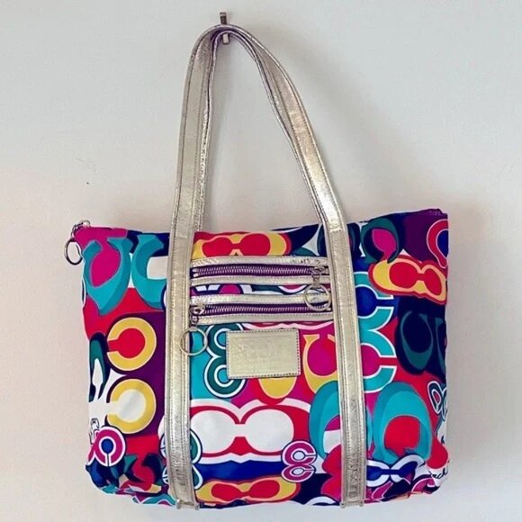 Euc Vintage Coach Poppy Graffitti Pop Art Signature Tote Bag Pu… - Picture 1 of 16